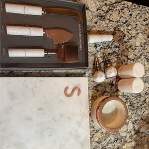 Williams Sonoma White and Copper Cheese Knife Set